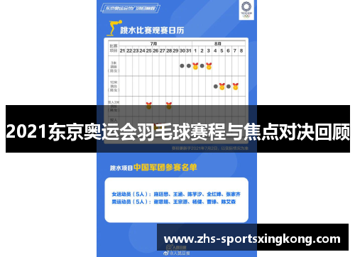 2021东京奥运会羽毛球赛程与焦点对决回顾